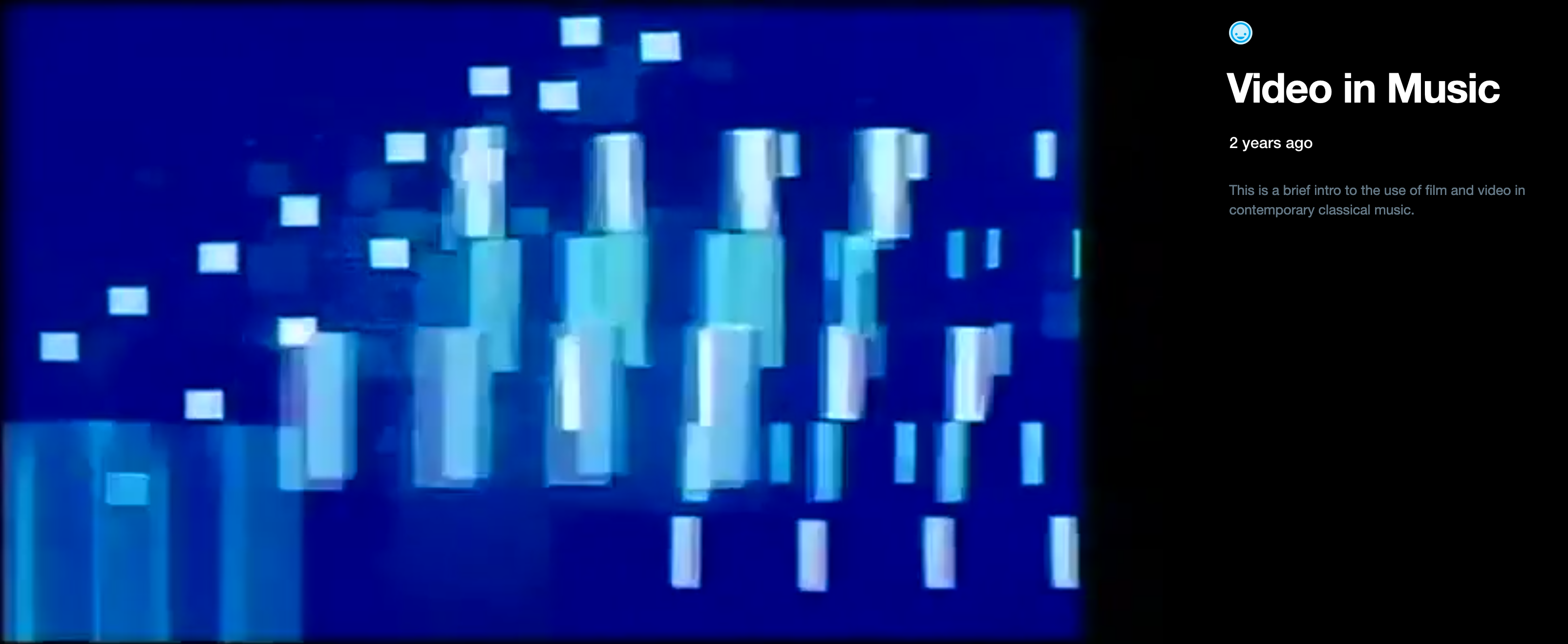 Screenshot of first frame of the video, called Video in Music